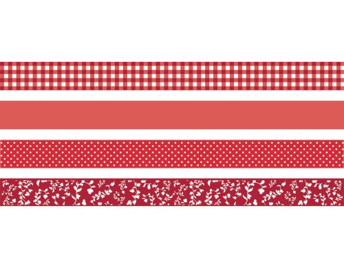 Heyda Washi Tape Colour Code red 4 Rollen im Dispenser mit Abreisskante