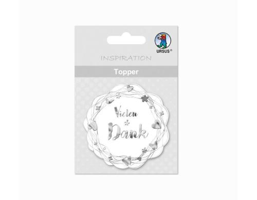 URSUS Geschenk Topper Vielen Dank 8 Stck, Grsse ca. 6.5 - 8cm, silber