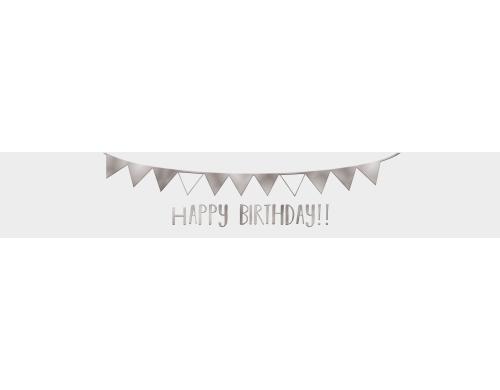 URSUS Transparentpapier Banderole silber 5 Stck, 4 x 23cm, Happy Birthday