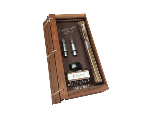 Online Kalligrafie Set Newood in Bamboo Box 1.4mm Feder,2 Griffstcke 0.8mm/1.8mm,Tinte