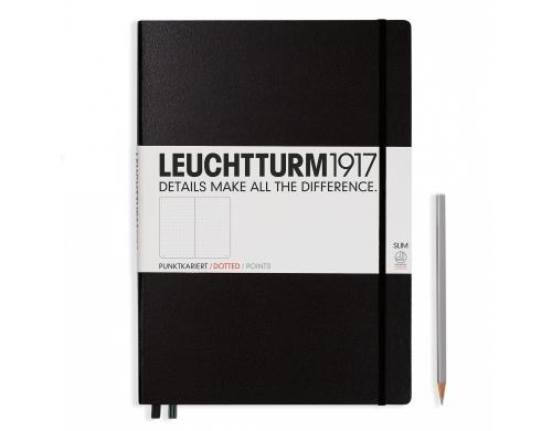 Leuchtturm Notizbuch Master Slim A4 dotted schwarz, 121 Seiten