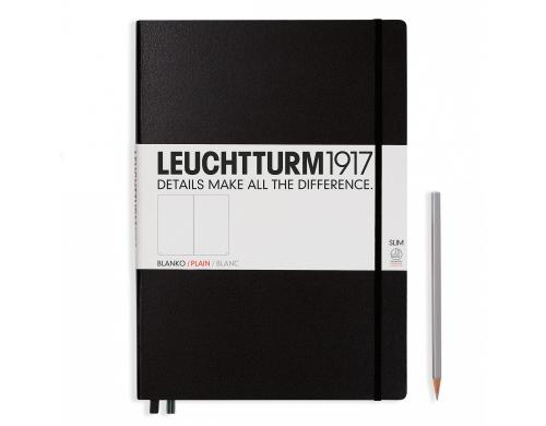 Leuchtturm Notizbuch Master Slim A4 blanko schwarz, 121 Seiten