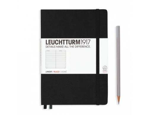 Leuchtturm Notizbuch Medium A5 liniert schwarz, 249 Seiten