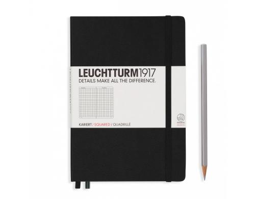 Leuchtturm Notizbuch Medium A5 kariert schwarz, 249 Seiten