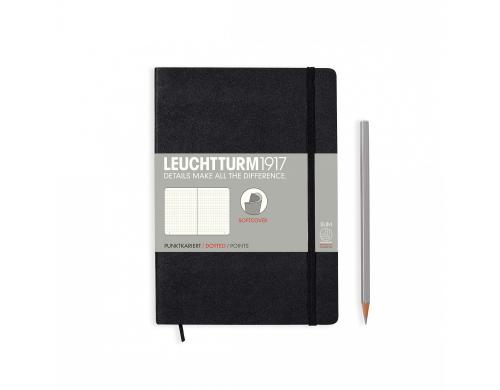 Leuchtturm Notizbuch Softcover A5 dotted schwarz, 121 Seiten