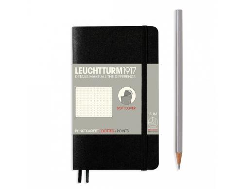 Leuchtturm Notizbuch Softcover A6 dotted schwarz, 121 Seiten