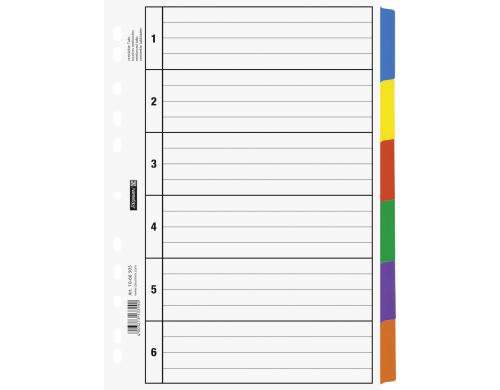 Brunnen Register A4 6-teilig, 6 Farben, verstrkte Tabs