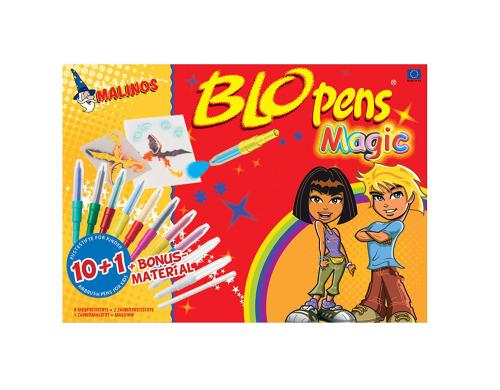 Malinos Blopens Airbrush-Stifte 10 Blopens, 1 Zauberstift, 6 Schablonen