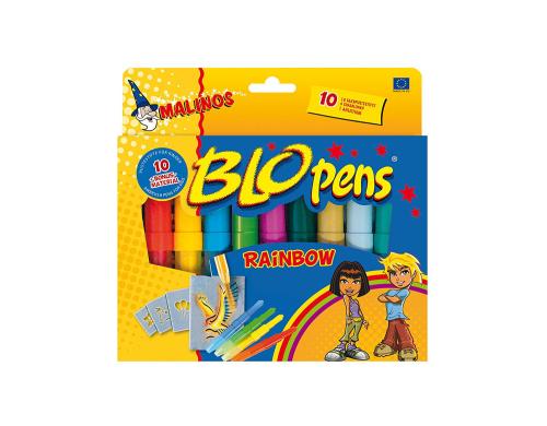 Malinos Blopens Airbrush-Stifte Rainbow 10 Blopens, 4 Schablonen