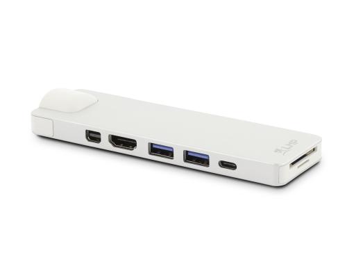 LMP USB Docking Station, HDMI, miniDP, Ethernet, 2x USB3.0, SD/microSD, silber