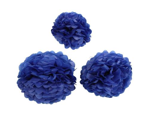 Creativ Company Papier-Pompons blau 3 Stck: 20 + 24 + 30 cm