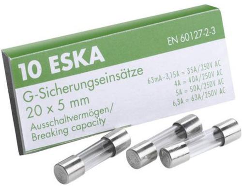 ESKA Feinsicherungen 5x20 FST 500mA Glasrohr, 10 Stck