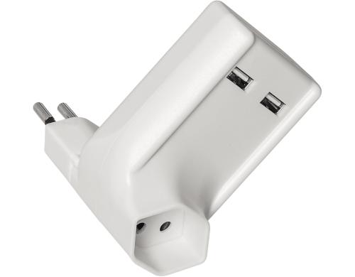 STEFFEN USB Zwischenstecker, 2xUSB 2.1A drehbar 270, weiss