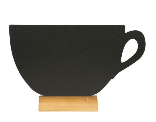 Securit Tischkreidetafel Silhouette Tasse Holzfuss, inkl. 1 weisser Kreidestift