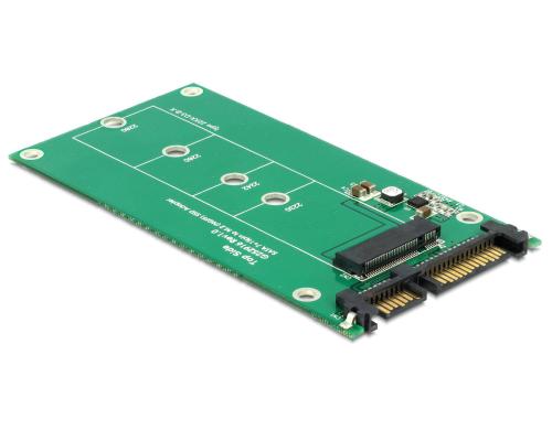 Delock M.2 zu SATA Adapter, ohne Rahmen Betrieb von M.2 SATA SSDs an 2.5 SATA