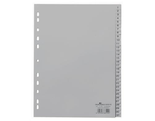 Durable Register PP geprgt 1-31 DIN A4, volldeckend, grau