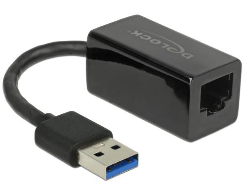 Delock USB3.1-A zu LAN Adapter, Kompakt 10/100/1000Mbps, schwarz, Realtek RTL8153