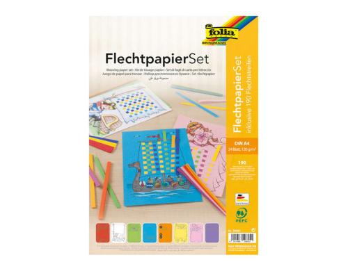 Folia Flechtpapier-Set A4 120 g/m2 24 Flechtmotive, 300 Flechtstreifen