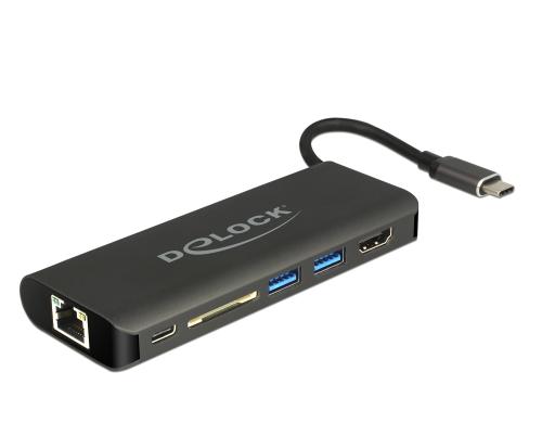 Delock Dockingstation USB Type-C 3.1 HDMI 4K 30 HZ, GIgabit LAN und USB PD Funktion