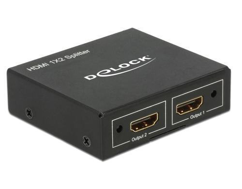 Delock Monitorsplitter HDMI/Bu - 2x HDMI/Bu aktiv verstrkt, Netzteil, 3840x2160@30Hz