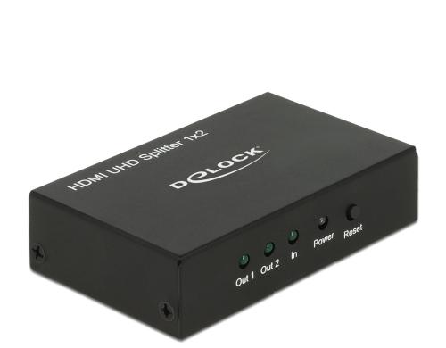 Delock Monitorsplitter HDMI/Bu - 2x HDMI/Bu aktiv verstrkt, Netzteil, 3840x2160@60Hz