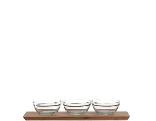 Montana Servierplatte 4er Set Brunch Holz/Glas, L: 39cm, H7cm, B: 13cm