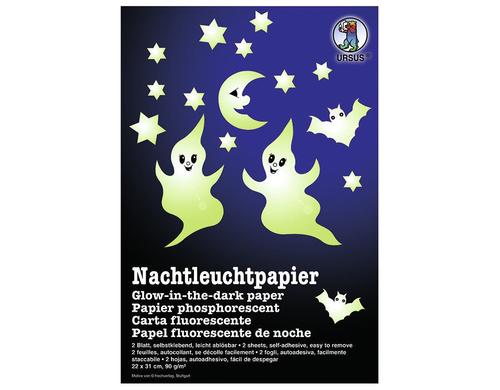 URSUS Nachtleuchtpapier 90 g/m2 2 Blatt, selbstklebend, 22 x 31 cm