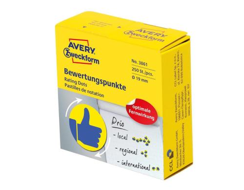 Avery Zweckform Bewertungspunkte Daumen 19mm, gelb