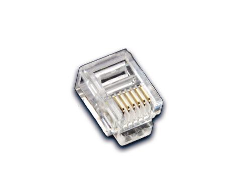 RJ-11/RJ-12 Modularstecker 100er Pack 6 Pins/6 Konnektoren