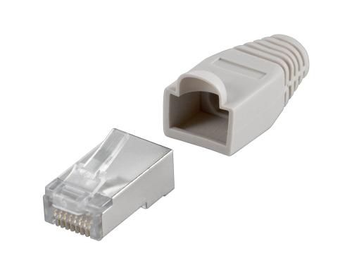 Wirewin RJ-45 Modularstecker, 100er Pack geschirmt, inkl. grauer Tlle