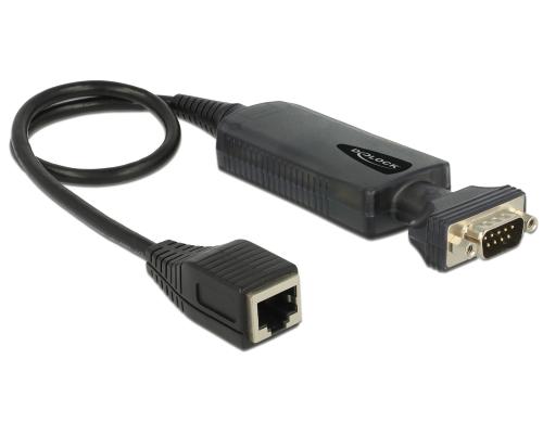 Delock: RS232 zu LAN Konverter, schwarz 10/100Mbps LAN, DB-9 Stecker