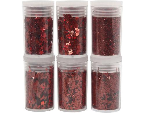 Creativ Company Glitter- und Pailetten-Sor. rot, 6 x 5 g