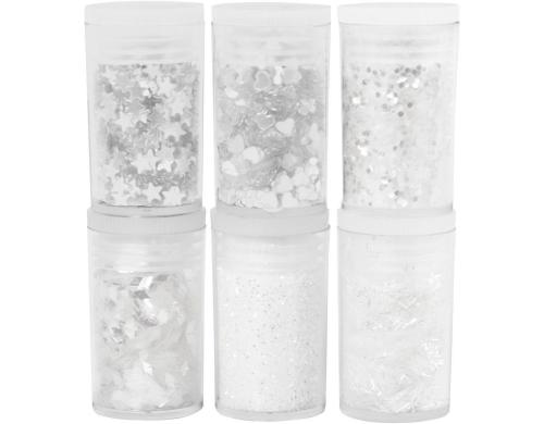 Creativ Company Glitter- und Pailetten-Sor. weiss, 6 x 5 g