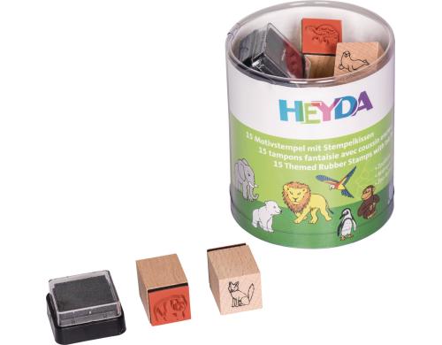 Heyda Stempeldose Zootiere 15 Stempel, 1 Stempelkissen