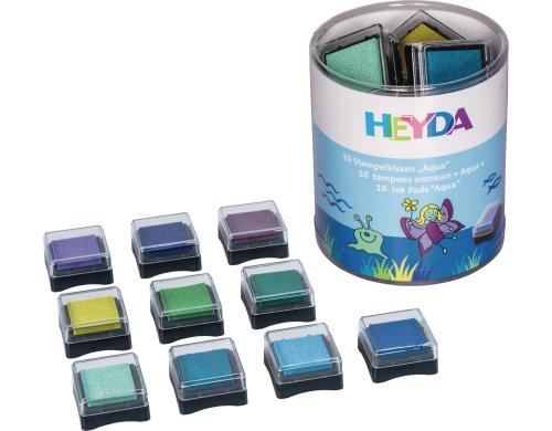 Heyda Stempelkissen-Set Aqua 10 Kissen  3x3cm