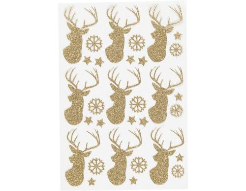 Creativ Company Weihnachtssticker Glitzer 1 Blatt 12 x 18.5 cm gold