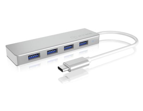 ICY BOX IB-HUB1425-C3, 4x USB3.0 Hub, Anschluss zum PC USB Type-C