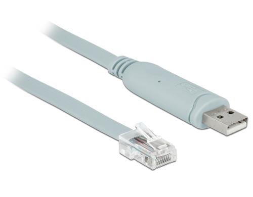 Delock USB zu RJ-45 Konsolenkabel, 0.5m RS-232, Kompatibel mit Cisco Gerten, grau