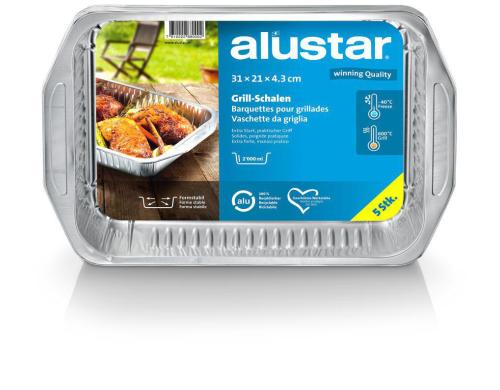 Alustar Grillschale mit Griff 5 Stck 31 x 21 cm