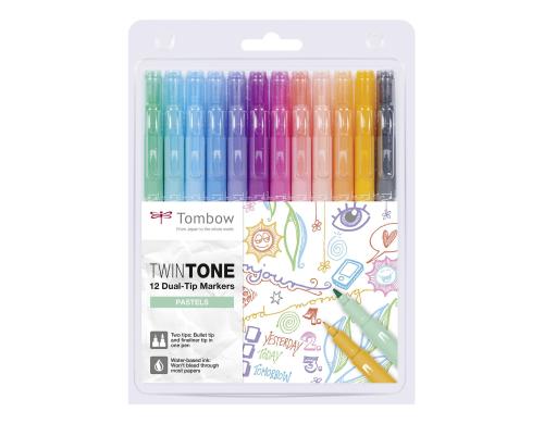 Tombow TwinTone Fasermaler Pastell 12er mit zwei Spitzen