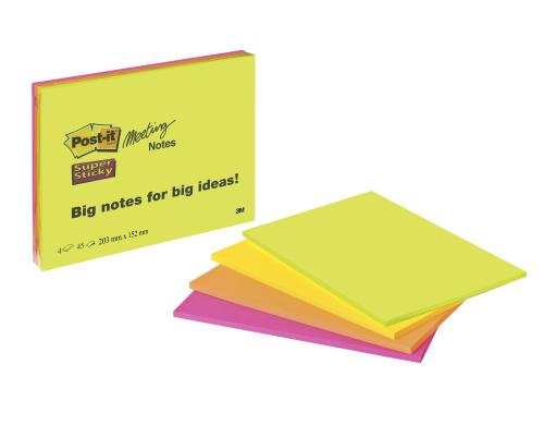 3M Post-it Super Sticky Grossformate 4 Blocks  45 Blatt - 149 x 200mm