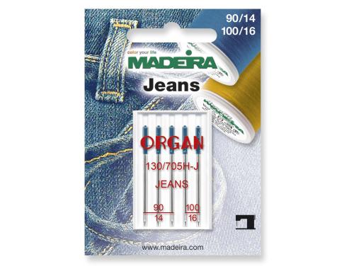 Madeira Maschinennadel Jeans Packung  5 Nadeln, Nadelst. 90/14, 100/16