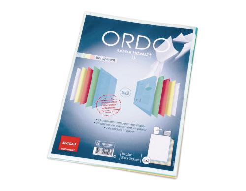 Elco Sichtmappe Ordo transparent, 5 Farben Packung  10 Stck