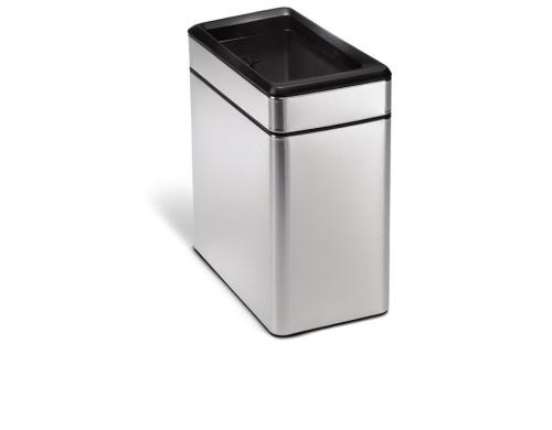 Simplehuman schmaler Abfalleimer 10 Liter offen, gebrsteter Edelstahl