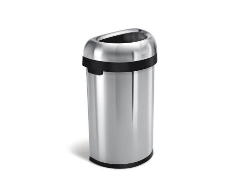 Simplehuman Halbrunder offener Abfalleimer 60 Liter, gebrsteter Edelstahl