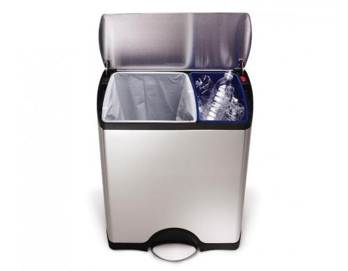 Simplehuman rechteckiger Recycler 46L FAS gebrsteter Edelstahl (30L/16L)