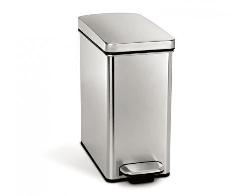 Simplehuman schmaler Abfalleimer 10L mit Pedal, FAS gebrsteter Edelstahl