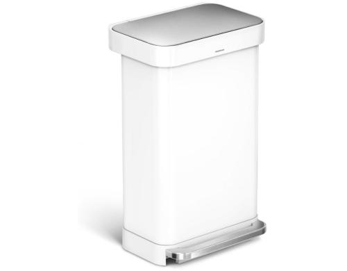 Simplehuman Rechteckiger Treteimer 45L weisser Edelstahl