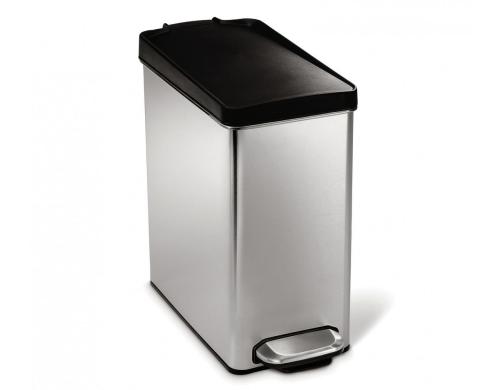 Simplehuman schmaler Abfalleimer 10L mit Pedal, FAS gebrsteter Edelstahl