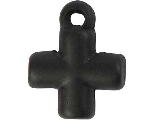 Creativ Company Anhnger Kreuz 10 x 10 mm schwarz, Lochgrsse: 1.5 mm, 4 Stk.